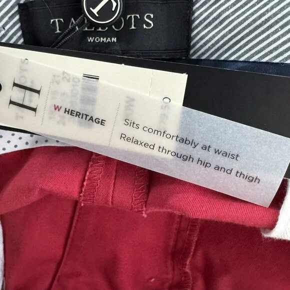 Talbots Heritage Cropped Ankle Pants 20W Red Cotton‎ Spandex NWT PT-2641 - Picture 9 of 14
